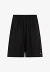 Balenciaga Reflective Logo Bermuda Shorts In Black
