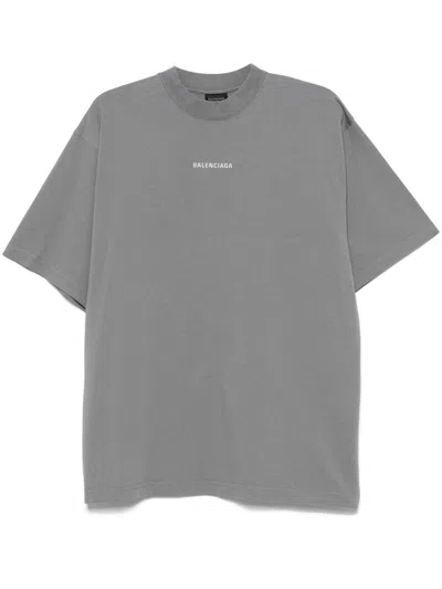 Balenciaga Reflective Logo T-shirt In Grey
