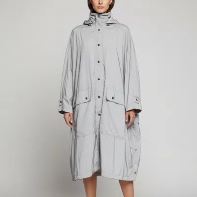 Pre-owned Balenciaga Reflective Silver Logo Synthetic Oversized Raincoat S