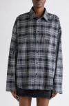 Balenciaga Regular Fit Plaid Button-up Shirt In Blue