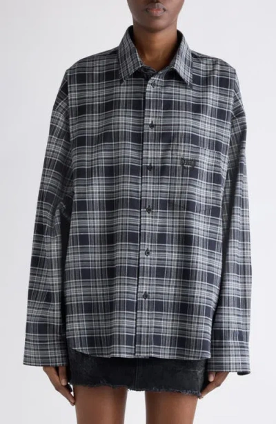 Balenciaga Regular Fit Plaid Button-up Shirt In Blue