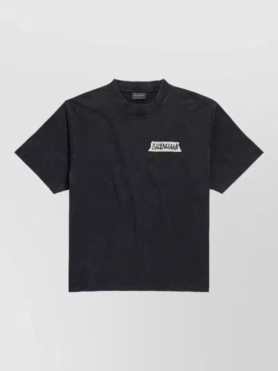 Balenciaga Medium Fit Masking Tape Logo Dry Jersey T-shirt In Black