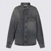 Balenciaga Blue Oversized Shirt With Chest Pocket And Washed Effect In Cotton Woman