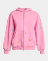 Balenciaga Fruity Distressed Archetype Fleece Graphic Zip Hoodie In 9568 Faded Dirty Pink