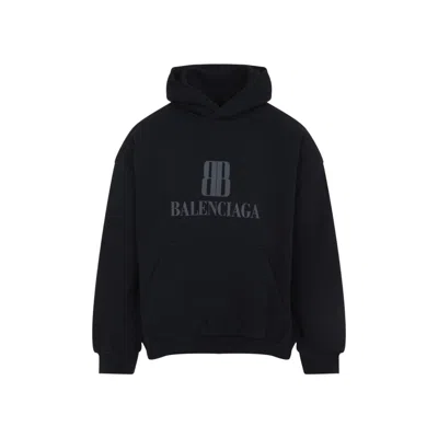 Balenciaga Relaxed Fit Black Cotton Sweatshirt With Prominent Logo
