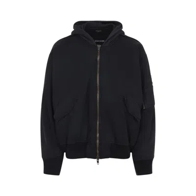 Balenciaga Relaxed-fit Hooded Jacket With Unique Pocket Placement In Black