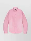 Balenciaga Oversized Distressed Denim Overshirt In Pink