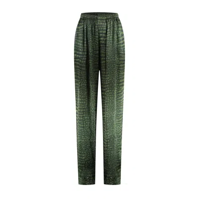 BALENCIAGA BALENCIAGA RELAXED FIT TEXTURED GREEN PYJAMA PANTS