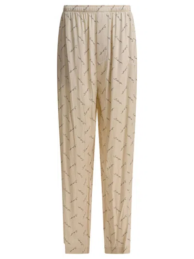 Balenciaga Relaxed Fit Trousers With Subtle All-over Print In Neutral