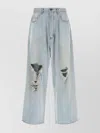 Balenciaga Relaxed Fit Wide Leg Trousers In Blue
