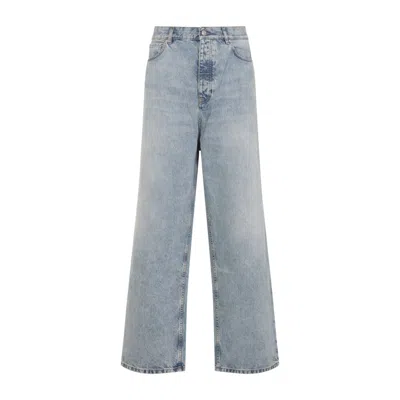 Balenciaga Relaxed Wide-leg Denim Trousers With Vintage Light Wash In Blue