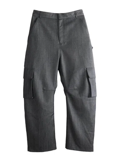 Balenciaga Relaxed Wide-leg Multi-pocket Cargo Pants In Blue