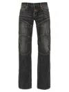 Balenciaga Wide-leg Denim Trousers With Contrast Stitching In Gray