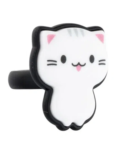 Pre-owned Balenciaga Resin Cat Sticker Cocktail Ring In Multi