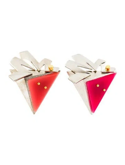 Pre-owned Balenciaga Resin Clip-on Earrings In Multi