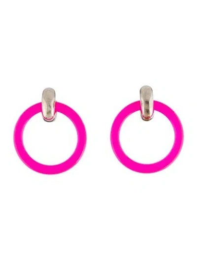 Pre-owned Balenciaga Resin Loop & Hoop Earrings In Pink