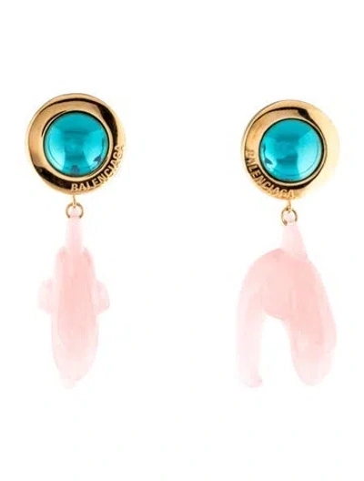 Pre-owned Balenciaga Resin Mermaid Dolphin Earrings In Multi