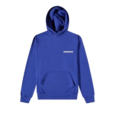 Pre-owned Balenciaga Reverse Back Logo Hoodie 'indigo/dirty White' In Blue