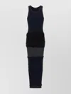 Balenciaga Reversed Ribbed Texture Dress With Round Neckline In Multi