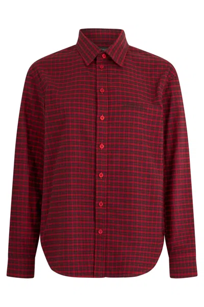 Balenciaga Standard Fit Plaid Flannel Button-up Shirt In Red
