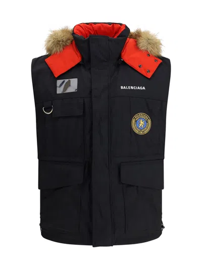 Balenciaga Reversible Down Vest In Animal Print