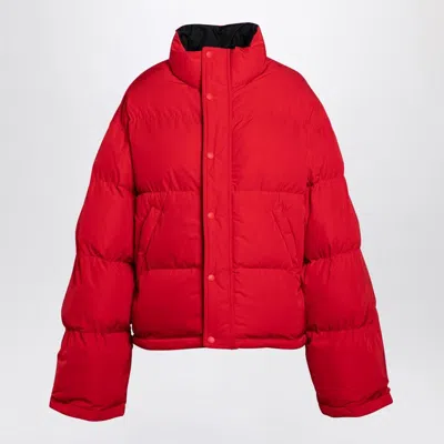 Balenciaga Reversible Red And Black Down Jacket In Technical Twill