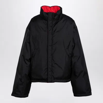 Balenciaga Reversible Red And Black Down Jacket In Technical Twill