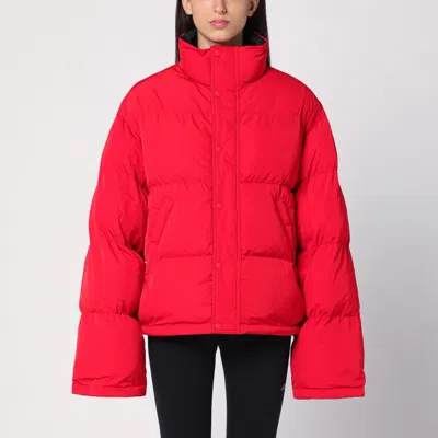 BALENCIAGA REVERSIBLE RED AND BLACK DOWN JACKET IN TECHNICAL TWILL