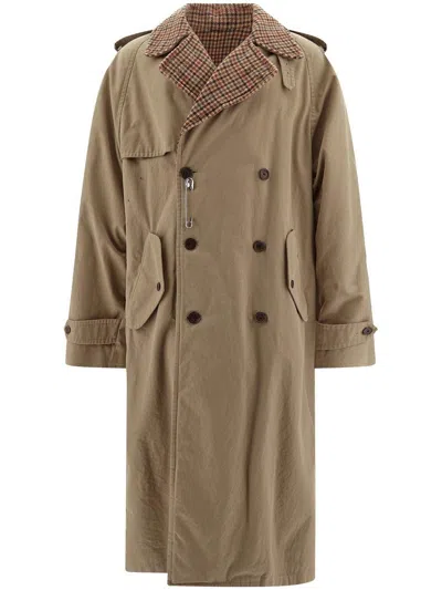 Balenciaga Reversible Trench Coat In Brown