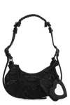 Balenciaga Women Embellished Denim Le Cagole Xs Shoulder Bag In Black
