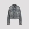 Balenciaga Rhinestone Logo Denim Jacket In Blue Rust