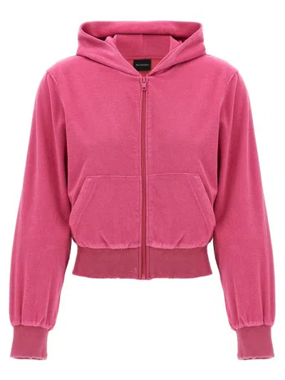 Balenciaga Rhinestone Logo Hoodie In Purple
