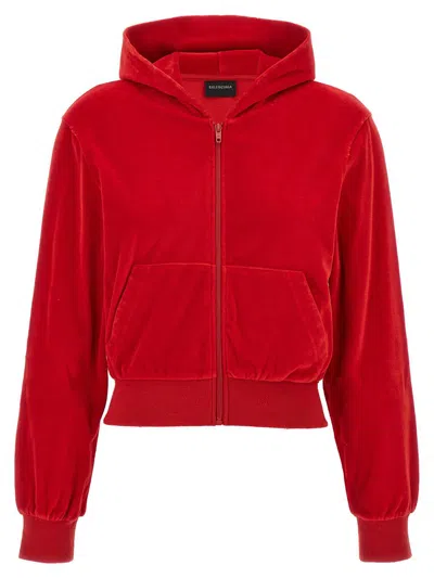 Balenciaga Rhinestone Logo Hoodie In Red