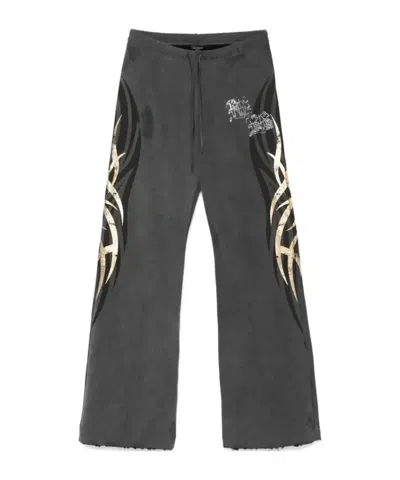 Balenciaga Rhinestone-logo Track Pants In Grey