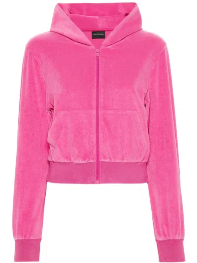 Balenciaga Small Fit Zip-up Hoodie In Pink