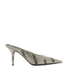 Balenciaga Embellished Suede Square Knife Mules In Metallic