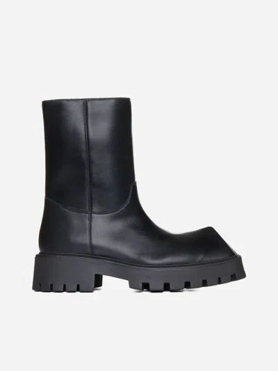 Balenciaga Rhino Leather Boots In Black