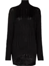 Balenciaga Creased Turtleneck Knit Jumper In Black