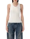 Balenciaga Ribbed Texture Sleeveless Top In White