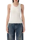 Balenciaga Ribbed Texture Sleeveless Top In White
