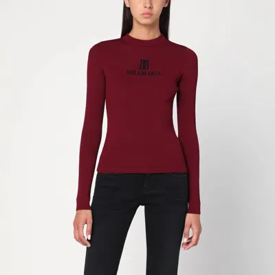 BALENCIAGA BALENCIAGA RIBBED BURGUNDY NANO BB SWEATER