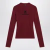 Balenciaga Ribbed Crewneck Long-sleeved Fitted Top In Burgundy