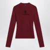 Balenciaga Ribbed Crewneck Long-sleeved Fitted Top In Burgundy