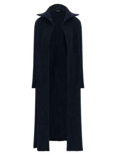 Balenciaga Ribbed Cardigan In Blue