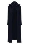 Balenciaga Long Ribbed Cardigan High Collar In Blue
