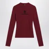 Balenciaga Ribbed Crewneck Long-sleeved Fitted Top In Red
