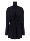 Balenciaga Pinched Navy Mini Dress In Wool And Cotton Women In Blue