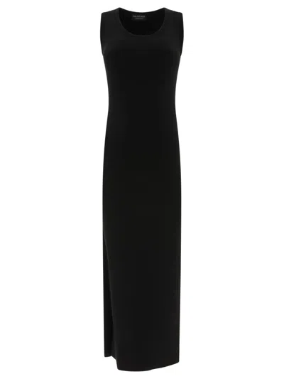 Balenciaga Ribbed Jersey Sleeveless Dress In Black
