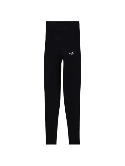 Balenciaga Ribbed Knit Leggings In Black