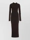 Balenciaga Ribbed Knit Maxi Dress With Asymmetric Design In Brown